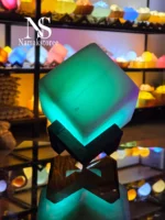 آباژور سنگ نمک کوبیک قطر 12 | دکور لوکس با نور گرم - تصویر 10