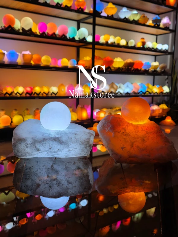 آباژور سنگ نمک دفرمه با گوی